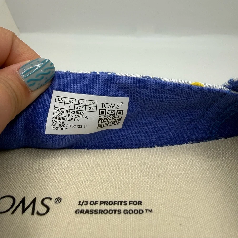 TOMS Women’s Alpargata Rope Espadrilles in Blue Mediterranean Tiles Print Sz 7